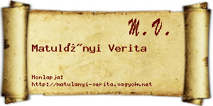 Matulányi Verita névjegykártya
